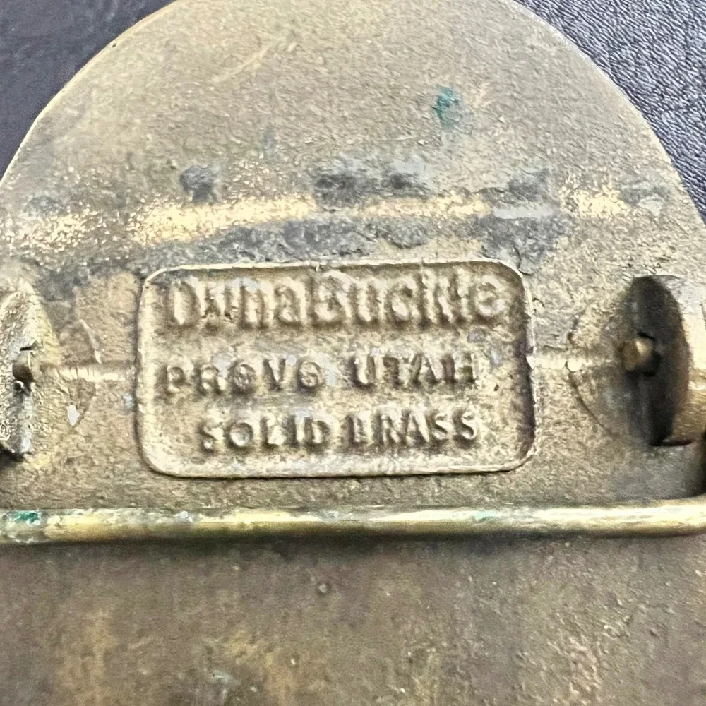 Vintage‎ Dyna Buckle Secoma Bolter Solid Brass Belt Buckle 3.25x2.25 Workwear